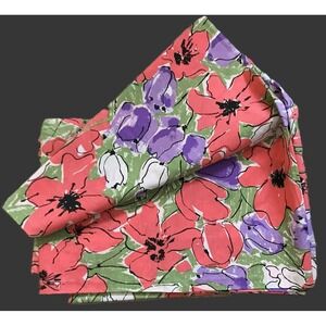 Vtg Vera by Burlington Full Flat Sheet Tulip Dreams Pink - Purple - Green NOS